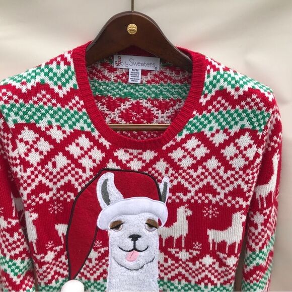 Jolly Sweaters Womens Vintage Christmas Red/White/Greem Sweater Medium - Picture 5 of 6